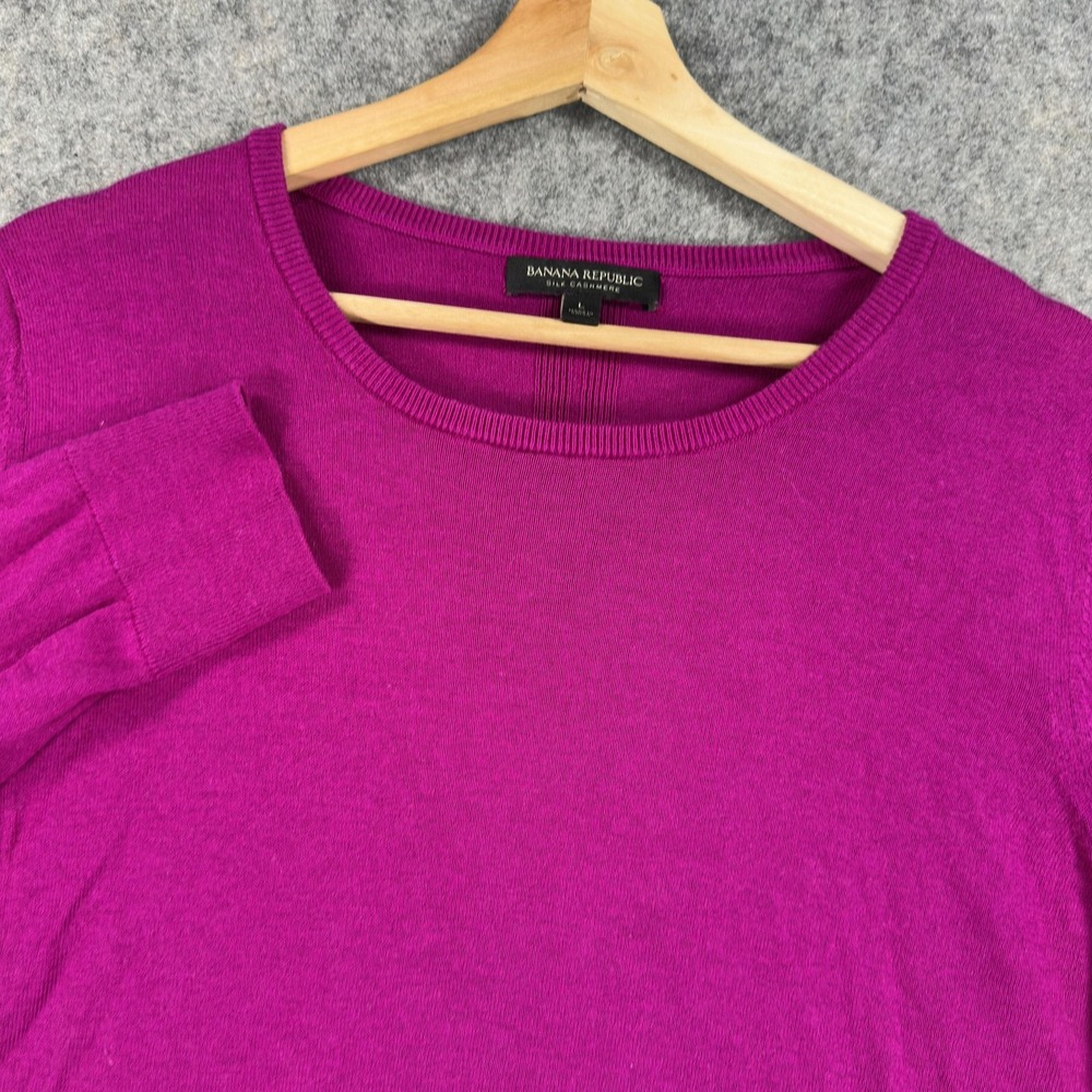 Banana Republic Sweater Womens Large Pink Silk Cashmere Crewneck Quiet Luxury